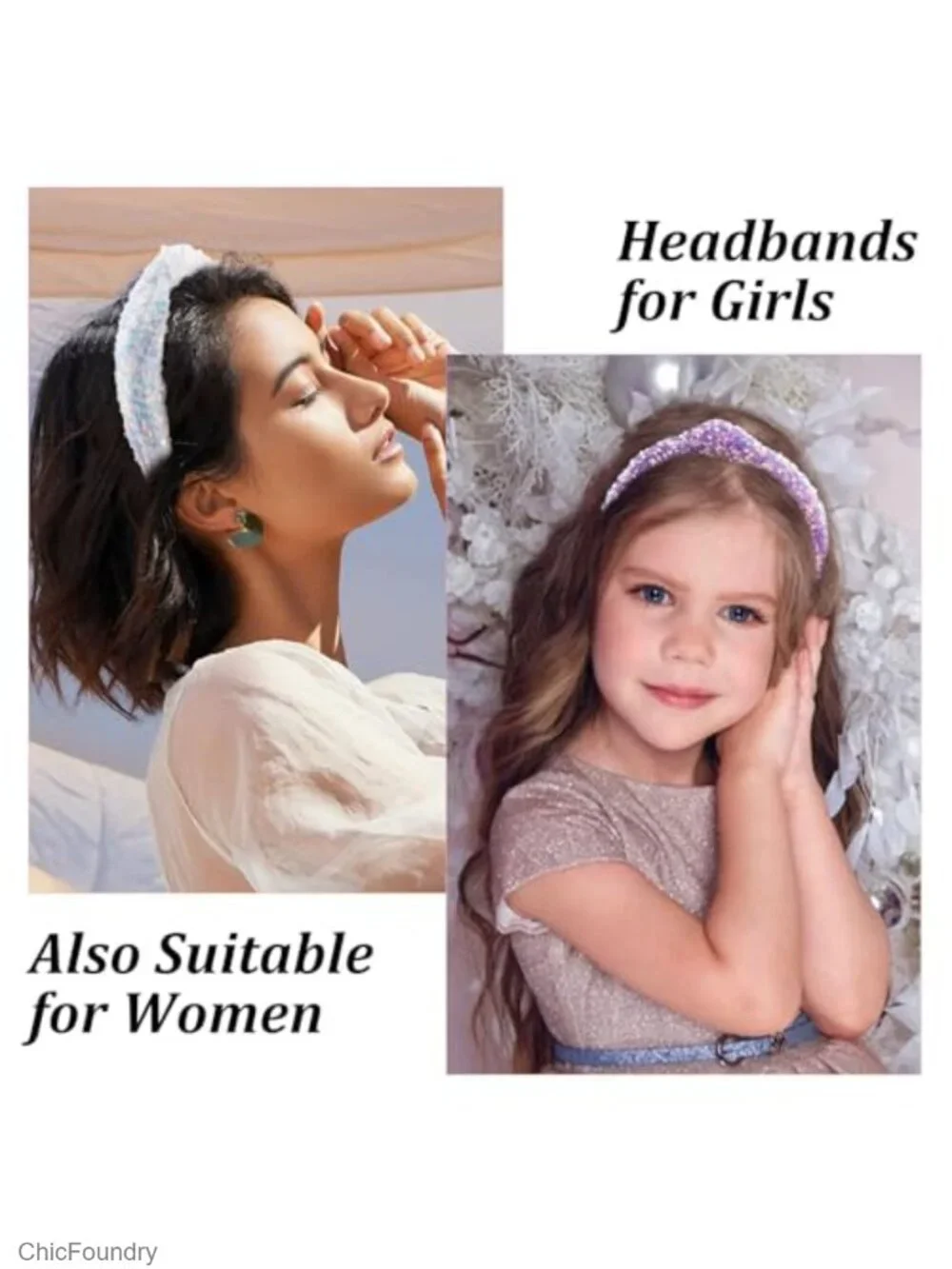 Glitter Sequins Knot Headbands for Women 6 Pack Sparkly Hair Accessories Back